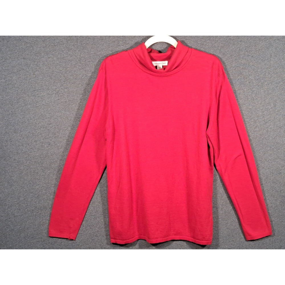 Coldwater Creek Red Angora Blend Turtleneck Sweater Button Cuff Womens XL 18